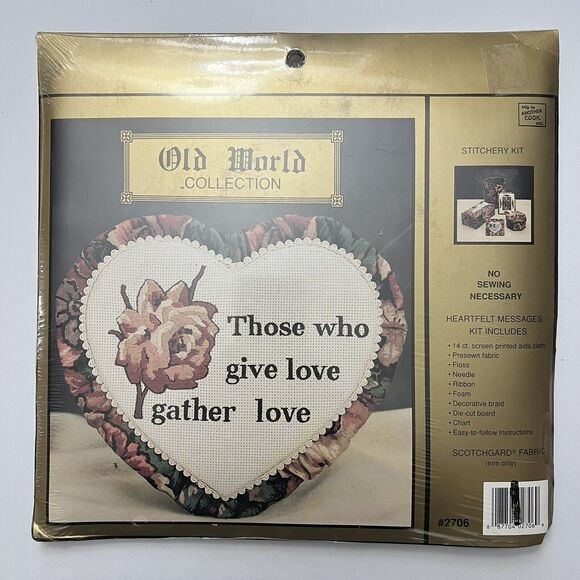 Vintage Old World Collection Cross Stitch Kit Floral Heart Sampler Stitchery - Picture 1 of 4